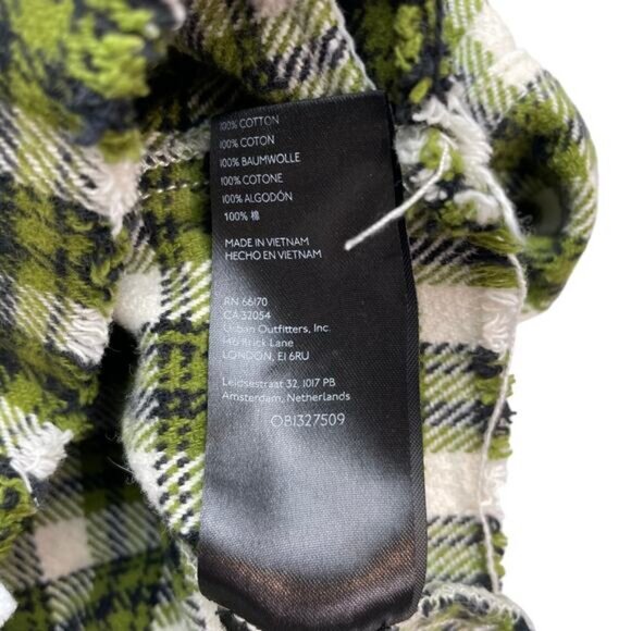 BDG Carissa Flannel Cropped Shirt Jacket Green Multi - Picture 7 of 8